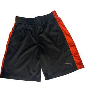 Puma Boys Athletic Shorts Size 7 Black & Red Elastic Waist Active Polyester‎